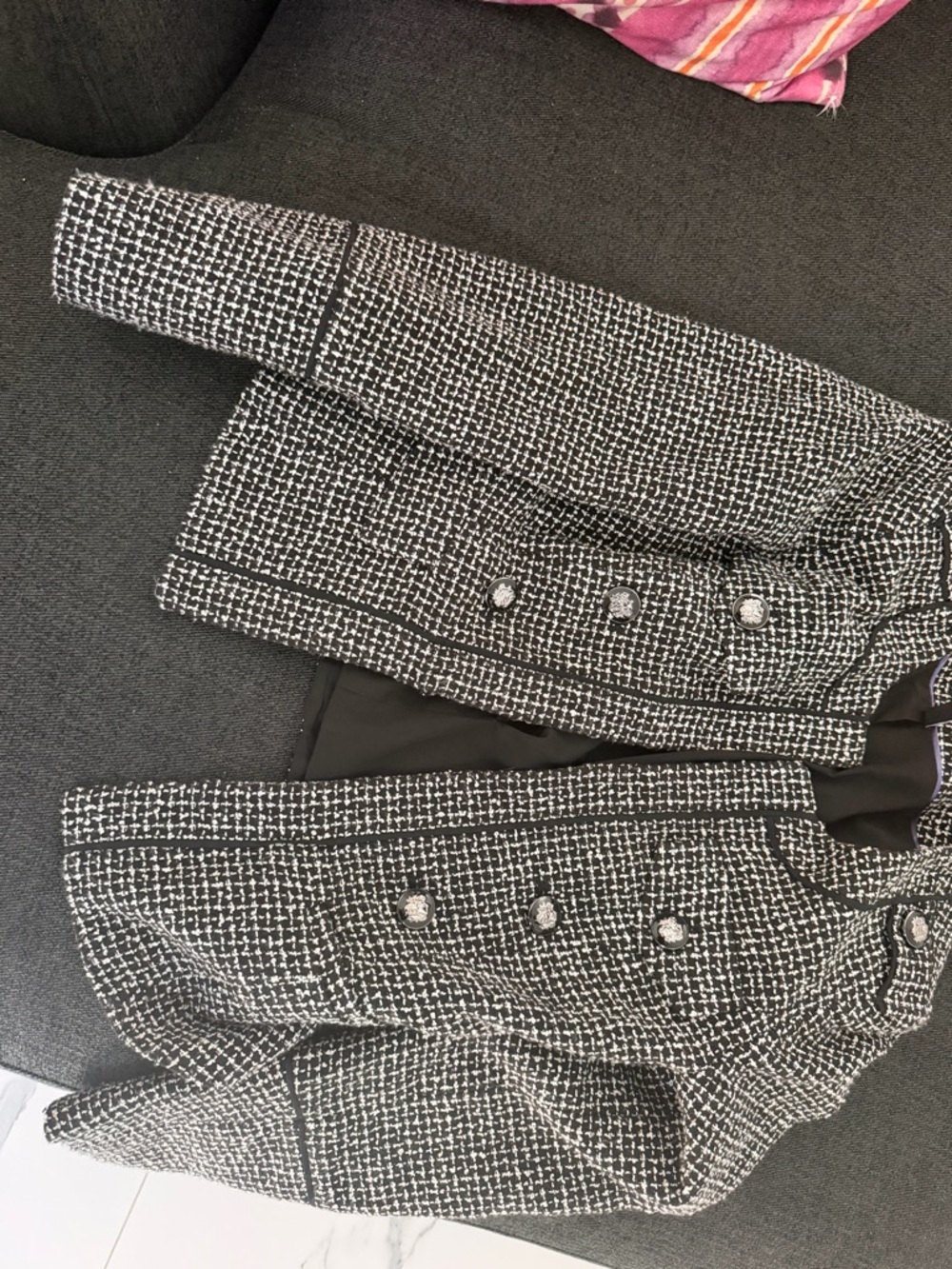 White House Black Market Black & White Tweed Blazer